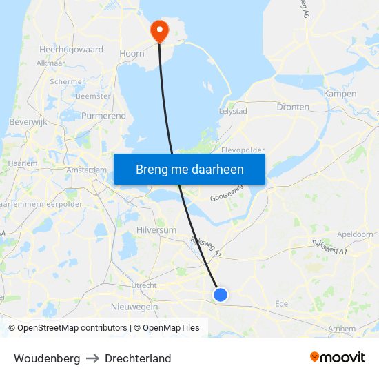 Woudenberg to Drechterland map