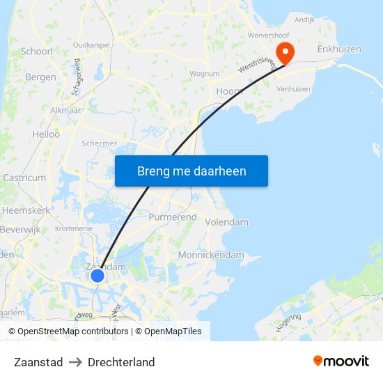 Zaanstad to Drechterland map