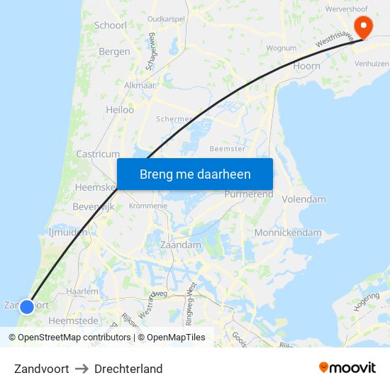 Zandvoort to Drechterland map