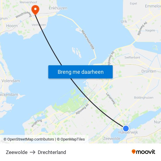 Zeewolde to Drechterland map