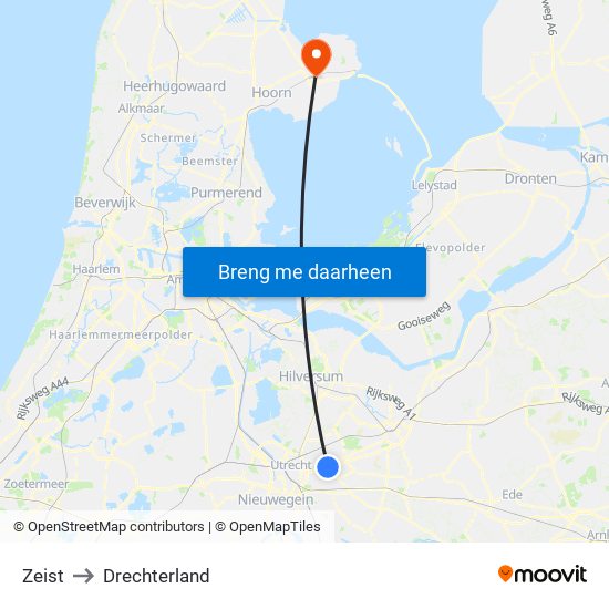 Zeist to Drechterland map
