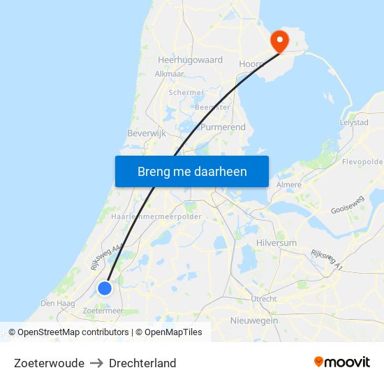 Zoeterwoude to Drechterland map