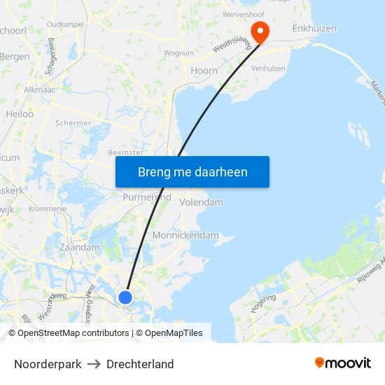 Noorderpark to Drechterland map