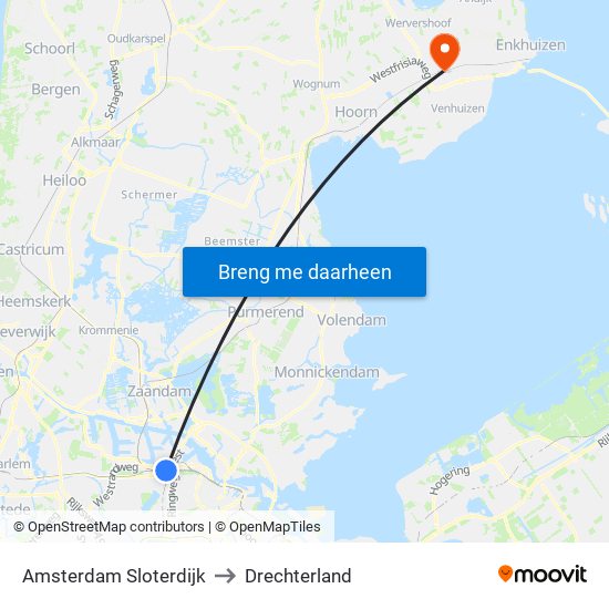 Amsterdam Sloterdijk to Drechterland map