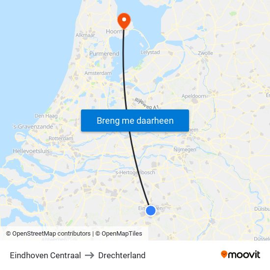 Eindhoven Centraal to Drechterland map