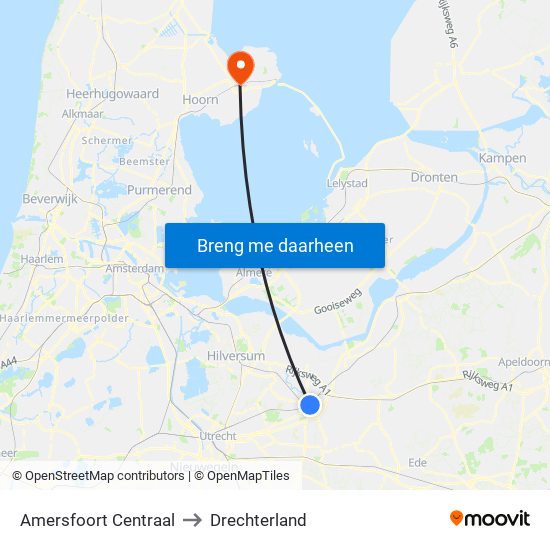 Amersfoort Centraal to Drechterland map