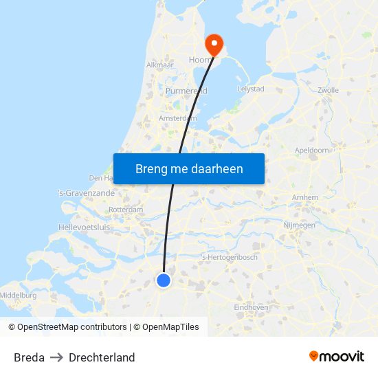 Breda to Drechterland map