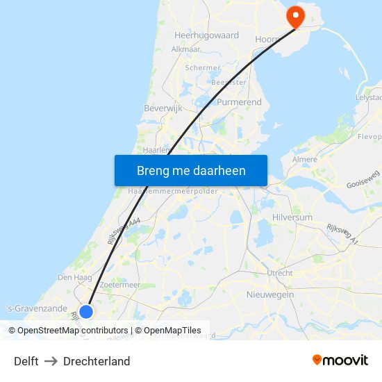 Delft to Drechterland map