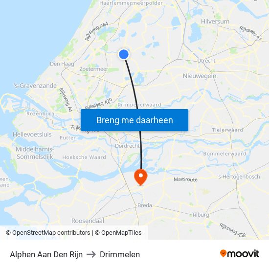 Alphen Aan Den Rijn to Drimmelen map