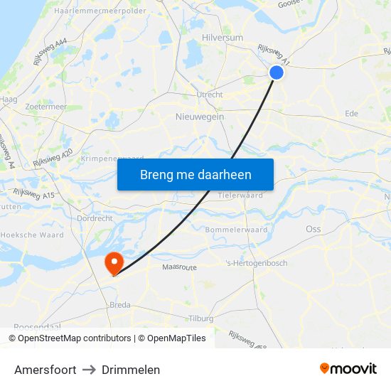 Amersfoort to Drimmelen map