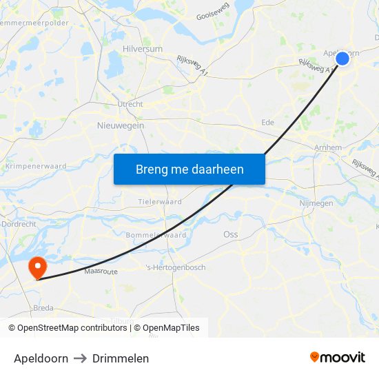 Apeldoorn to Drimmelen map