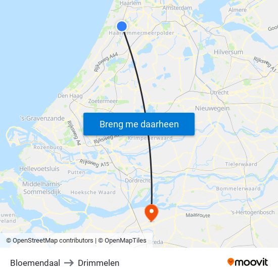 Bloemendaal to Drimmelen map