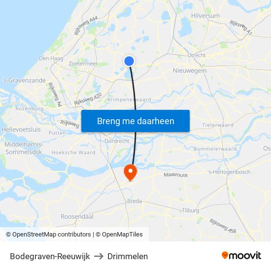 Bodegraven-Reeuwijk to Drimmelen map