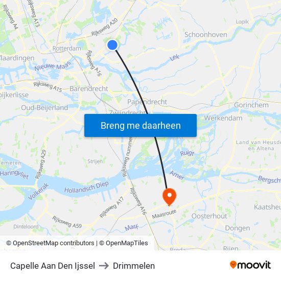 Capelle Aan Den Ijssel to Drimmelen map