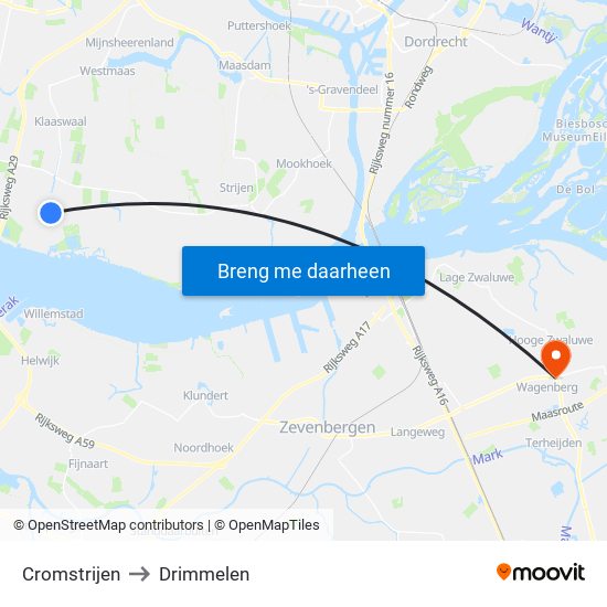 Cromstrijen to Drimmelen map