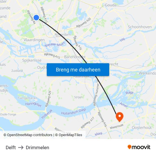 Delft to Drimmelen map