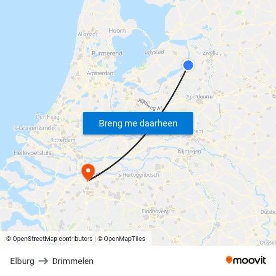 Elburg to Drimmelen map