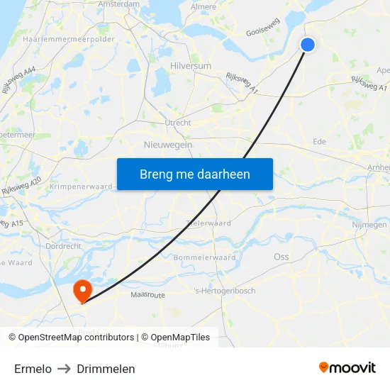 Ermelo to Drimmelen map