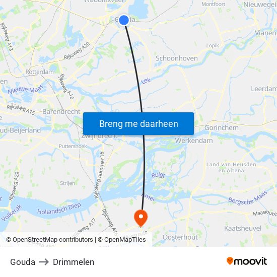 Gouda to Drimmelen map