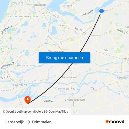 Harderwijk to Drimmelen map