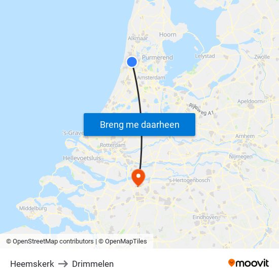 Heemskerk to Drimmelen map