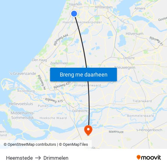 Heemstede to Drimmelen map