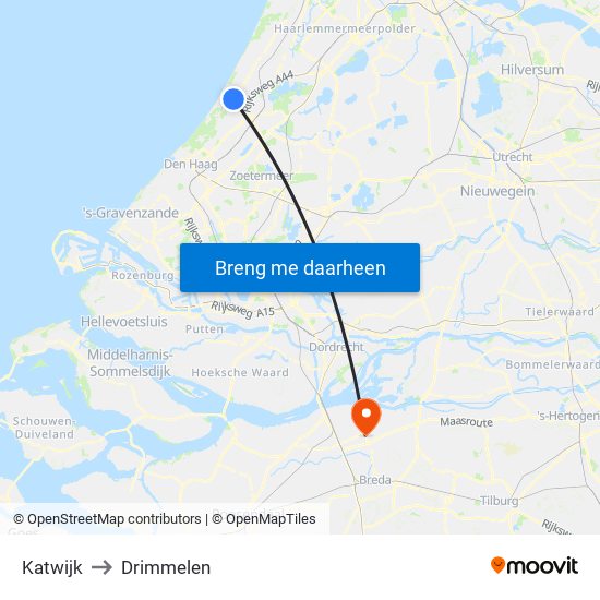 Katwijk to Drimmelen map