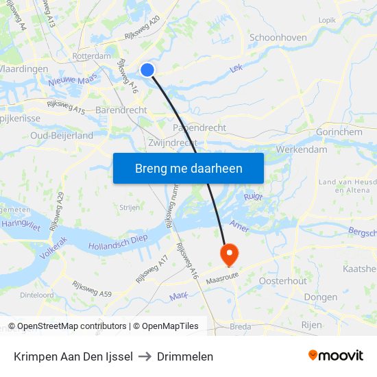 Krimpen Aan Den Ijssel to Drimmelen map