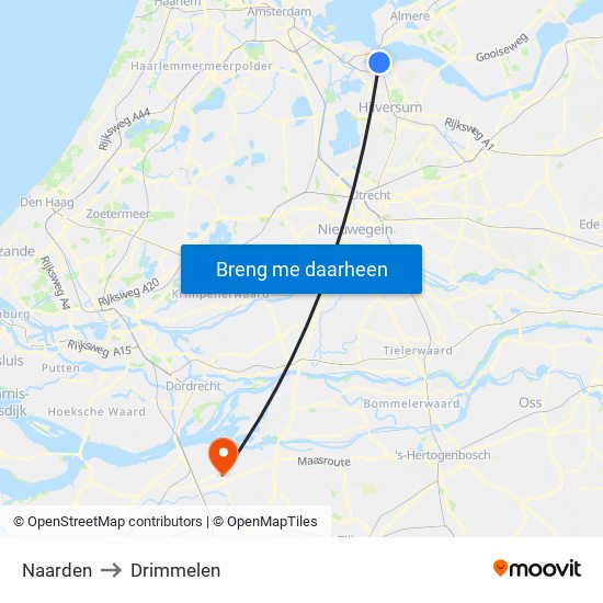 Naarden to Drimmelen map