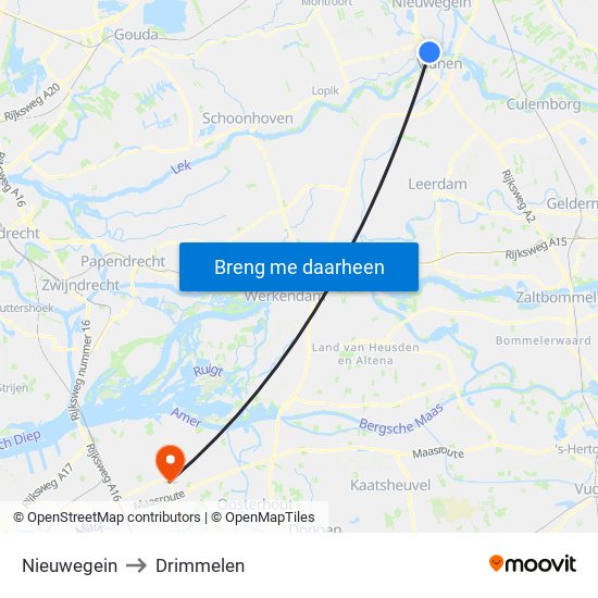 Nieuwegein to Drimmelen map