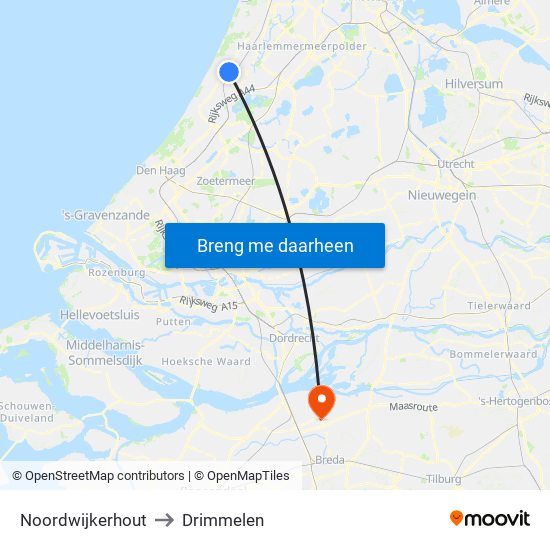 Noordwijkerhout to Drimmelen map