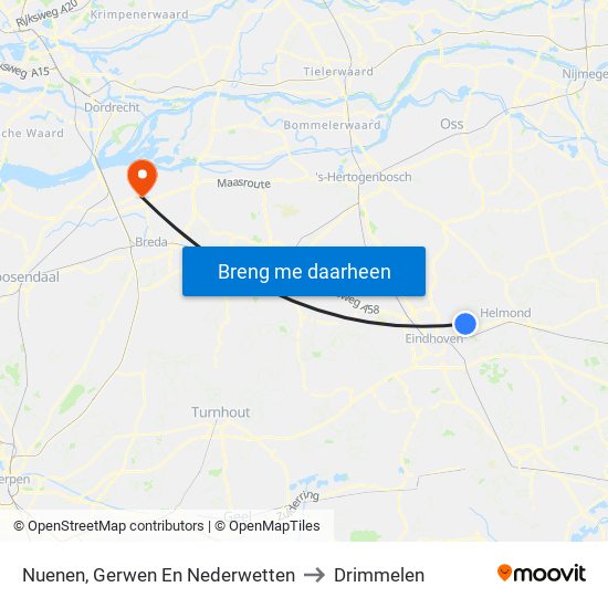 Nuenen, Gerwen En Nederwetten to Drimmelen map