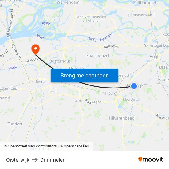 Oisterwijk to Drimmelen map