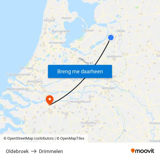 Oldebroek to Drimmelen map