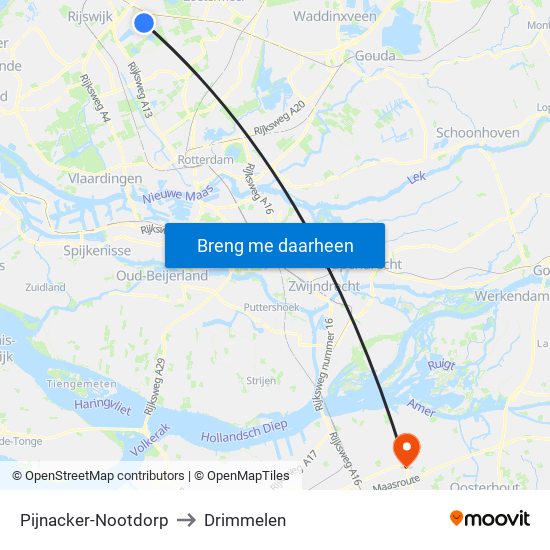 Pijnacker-Nootdorp to Drimmelen map