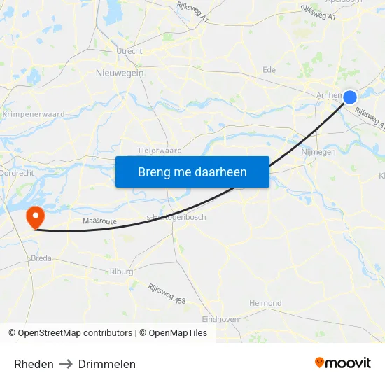 Rheden to Drimmelen map