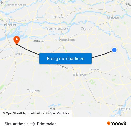 Sint Anthonis to Drimmelen map