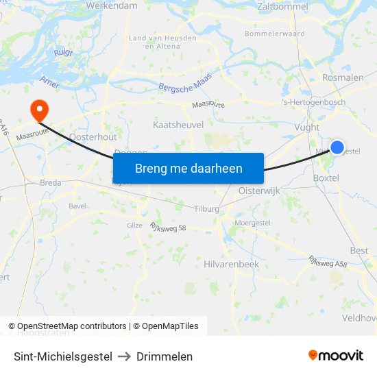 Sint-Michielsgestel to Drimmelen map
