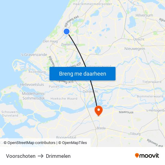 Voorschoten to Drimmelen map