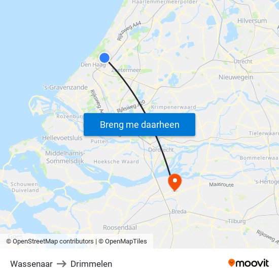 Wassenaar to Drimmelen map