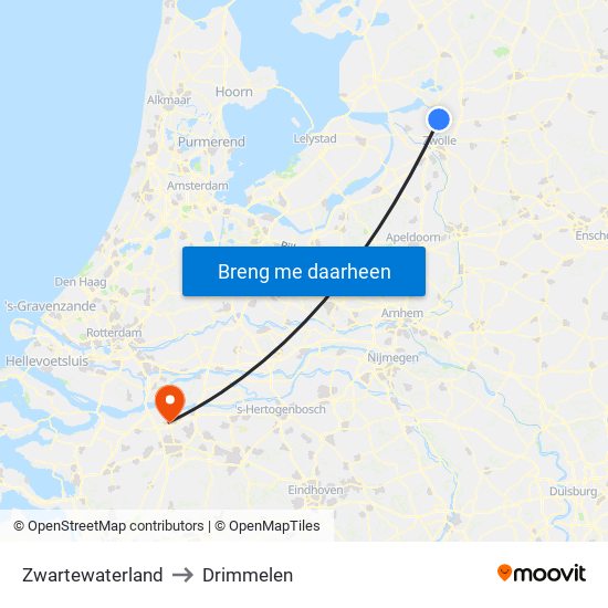 Zwartewaterland to Drimmelen map