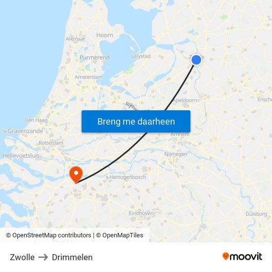 Zwolle to Drimmelen map