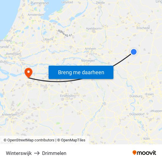 Winterswijk to Drimmelen map