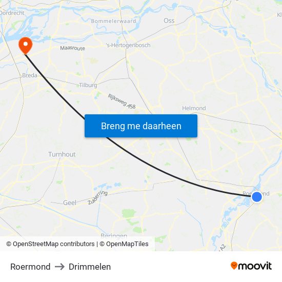 Roermond to Drimmelen map