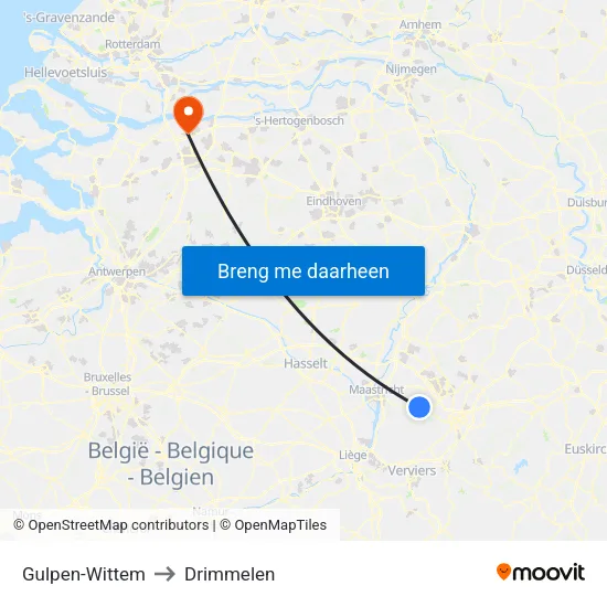 Gulpen-Wittem to Drimmelen map