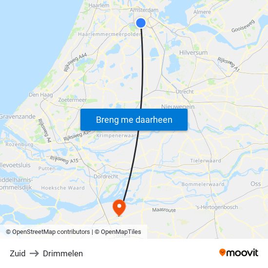 Zuid to Drimmelen map