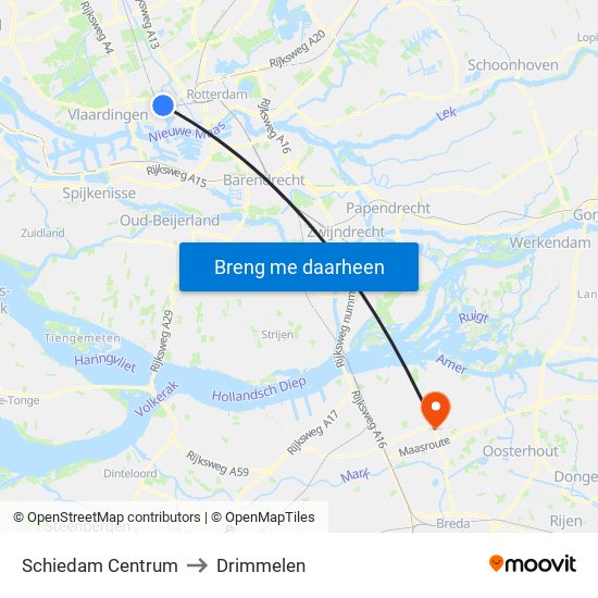 Schiedam Centrum to Drimmelen map