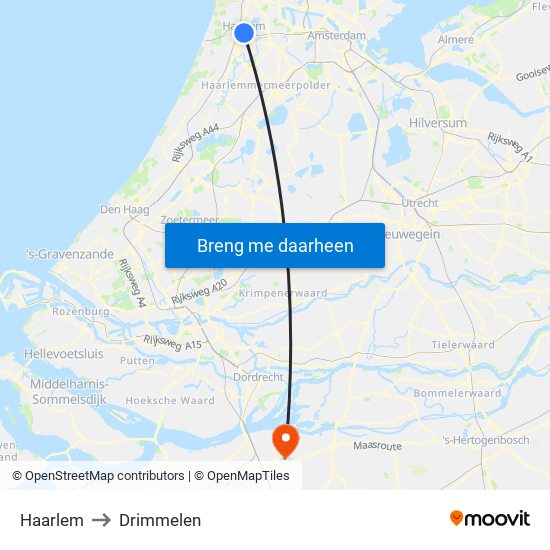 Haarlem to Drimmelen map