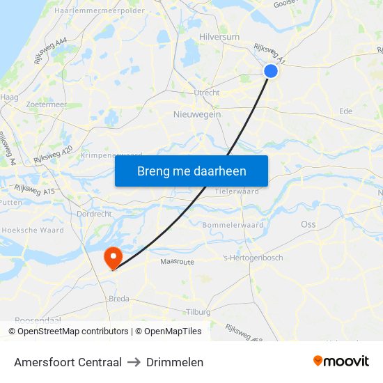 Amersfoort Centraal to Drimmelen map