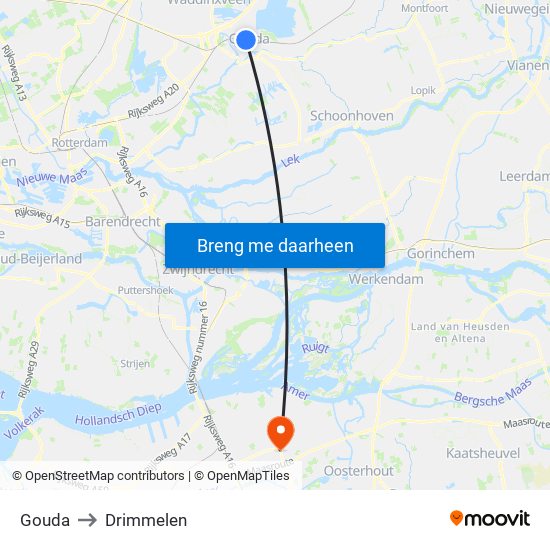 Gouda to Drimmelen map
